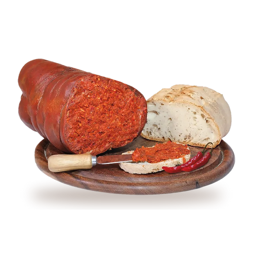 Vacuum-packed 'Nduja in Orba casing